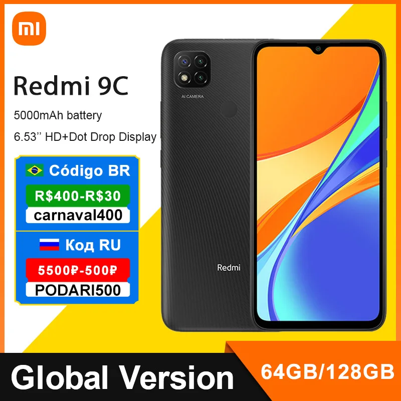 Смартфон Xiaomi Redmi 9C телефон 64 ГБ/128 ГБ MediaTek Helio G35 экран 6 53 дюйма 5000 мАч камера 13 МП