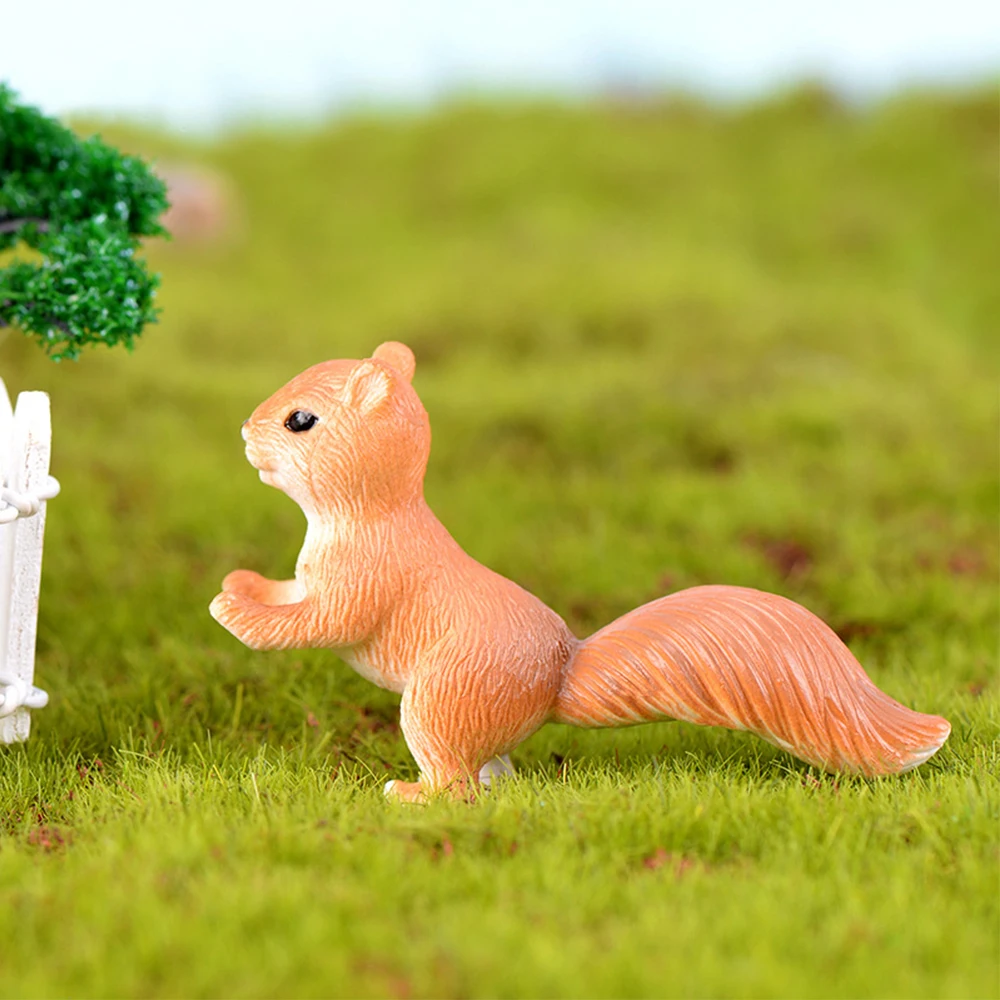 Милая Мини-белка сосновые конусы статуя эльфа модель животного фигурка Декор для