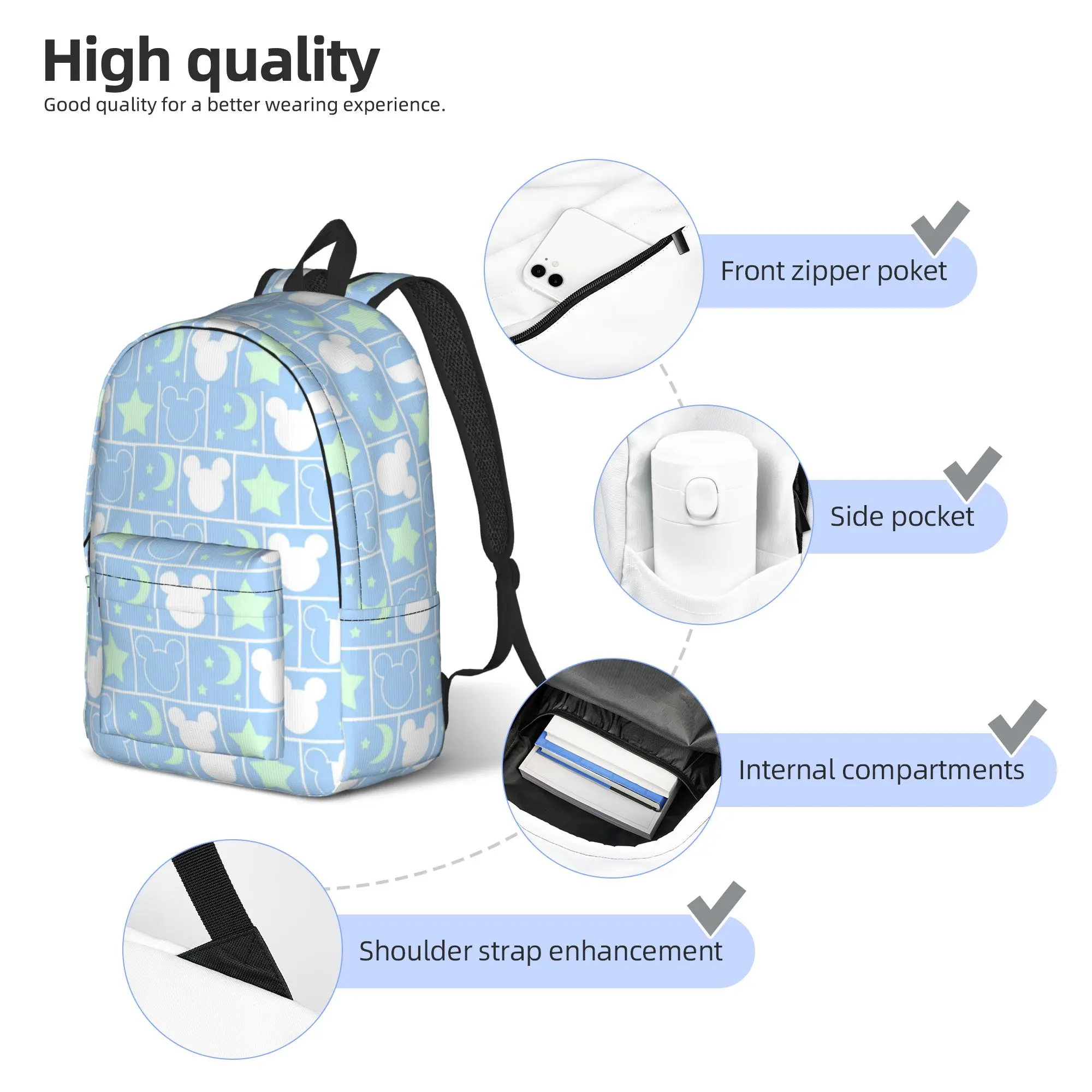 Фото Модный рюкзак M-Mickeys для активного отдыха, походов, путешествий, для мужчин и женщин, сумка для ноутбука, на плечо №5