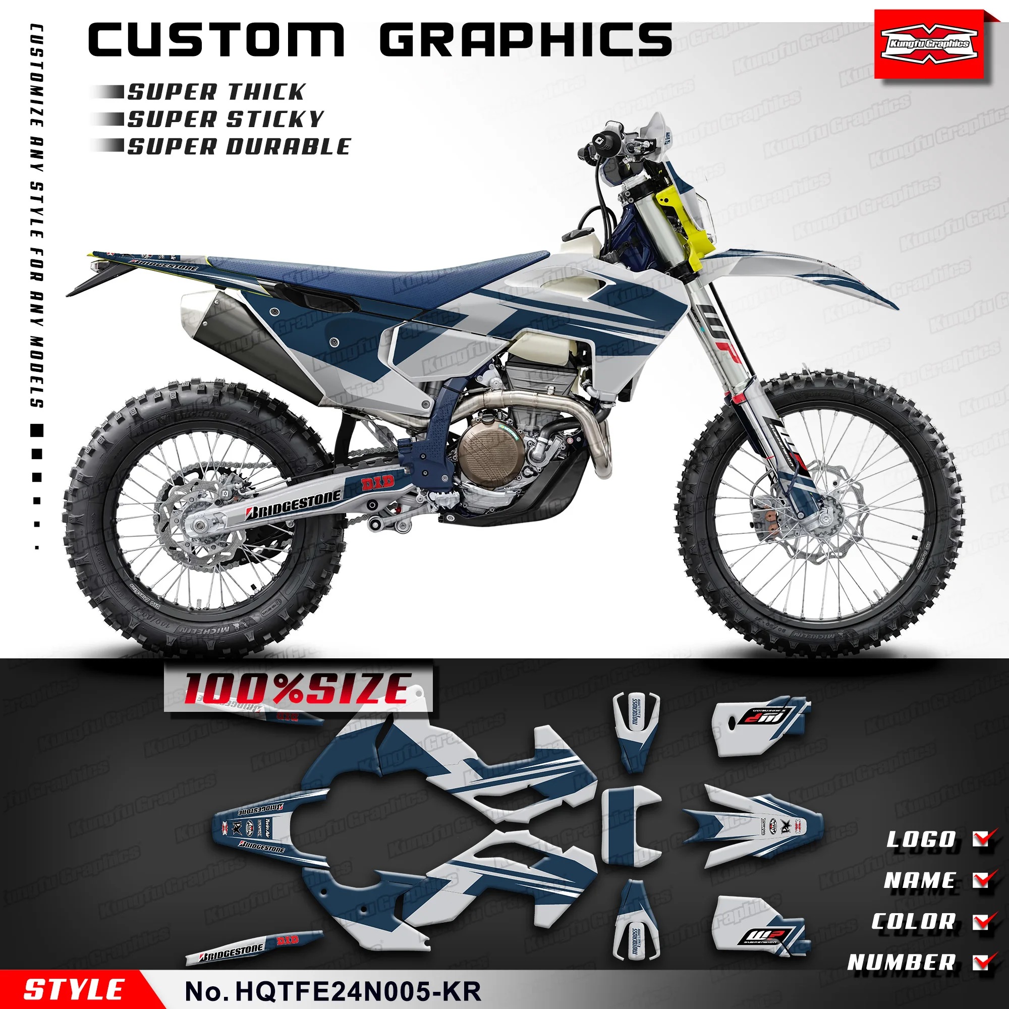 KUNGFU графика полный внедорожник наклейка для эндуро Набор наклеек Husqvarna TE FE 150 250 300