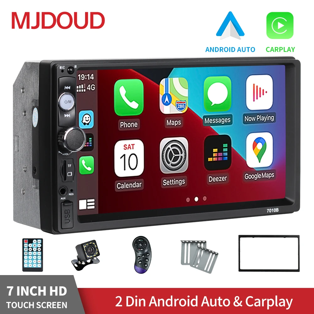 MJDOUD 2din  Apple Carplay Touch Screen Car Radio With Screen Automotive Multimedia Audio Stereo Bluetooth Intelligent System