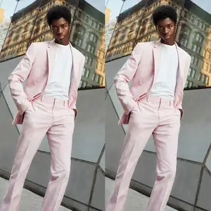 Pink Latest Coat Pants Design Men Suits for Wedding Prom Business Groom Tuxedo 2 Piece Terno Masculi