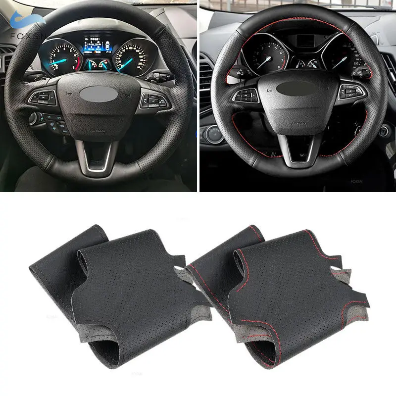 Ручная оплетка для автомобиля искусственная кожа Ford Focus 3 2015 2016 2017 2018 Kuga Escape Ecosport