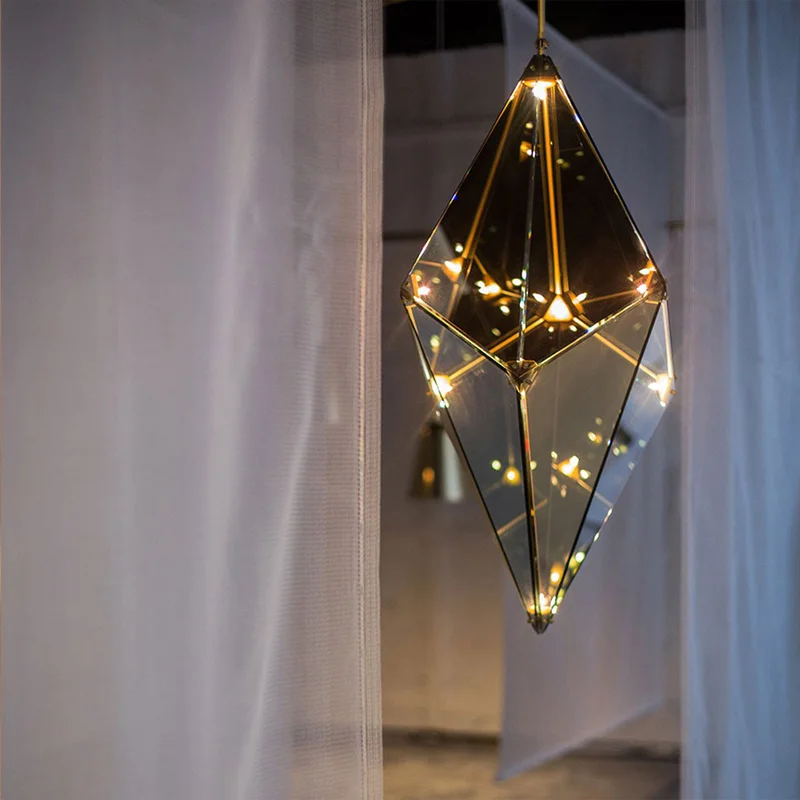 

Modern LED pendant lights Nordic Glass hanging lamp diamond deco luminaires for loft living room restaurant bedroom home fixture