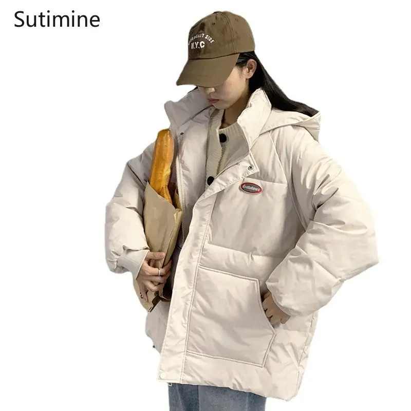 Winter Clothes Women Korean Hooded 2022 Winter Cotton Coat Female Student Loose Casual Cotton Coat Female Pockets Winter Coat