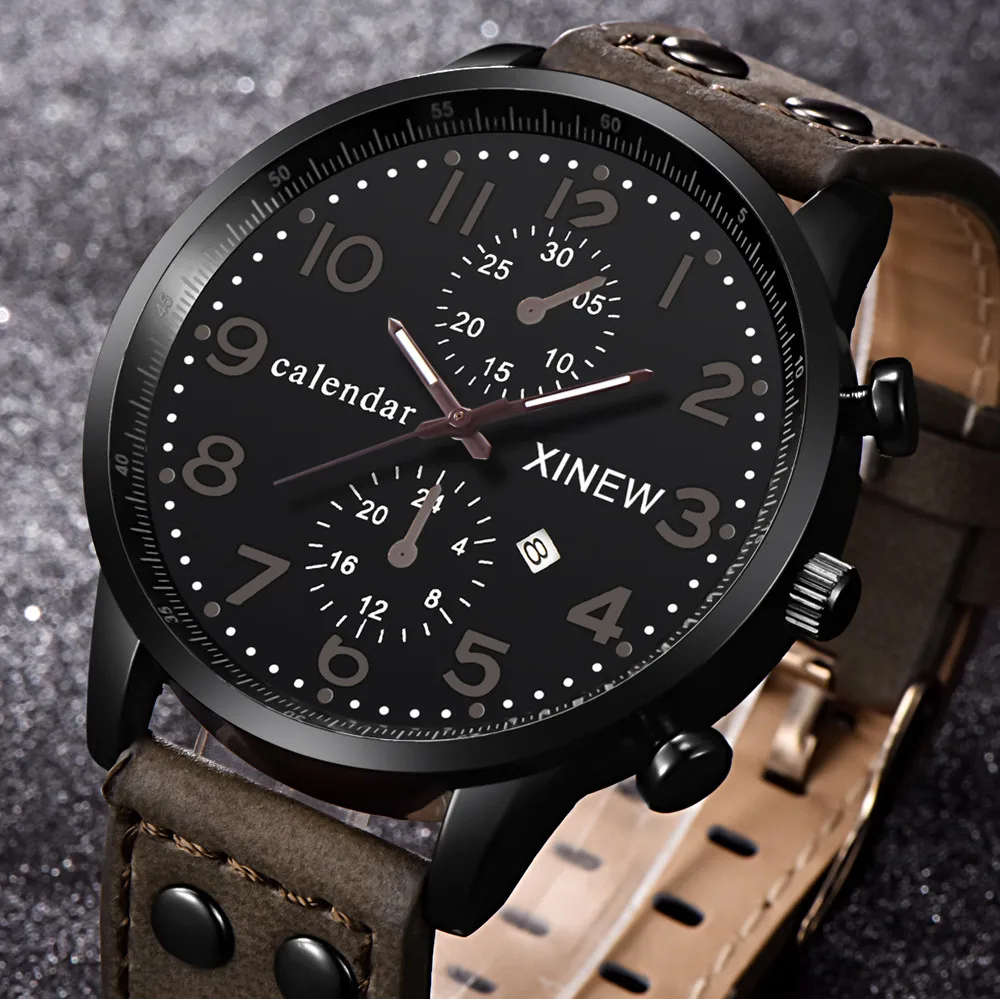 

Fashion Men Sports Quartz Wristwatch Date Analog Quartz Leather Stainless Steel Wrist Watch Pagani Design Montre Homme #35