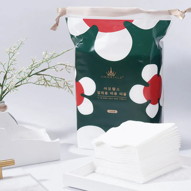 

Amortals 100pcs Disposable Face Towel Travel Cotton Makeup Remover Wipes Facial Cleansing