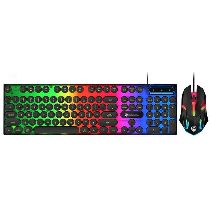 

PT20 USB Wired Keyboard Mouse Set Rainbow LED Backlight Gaming Keyboard Gaming Mouse For Laptop PC 2 Optional Colors Peripherals