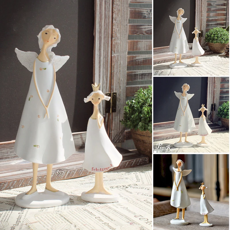 

2022 Angels Mother And Daughter Statue Painted Resin Crafts Creative Desktop Ornament Home Living Room Bedroom Home Decoration