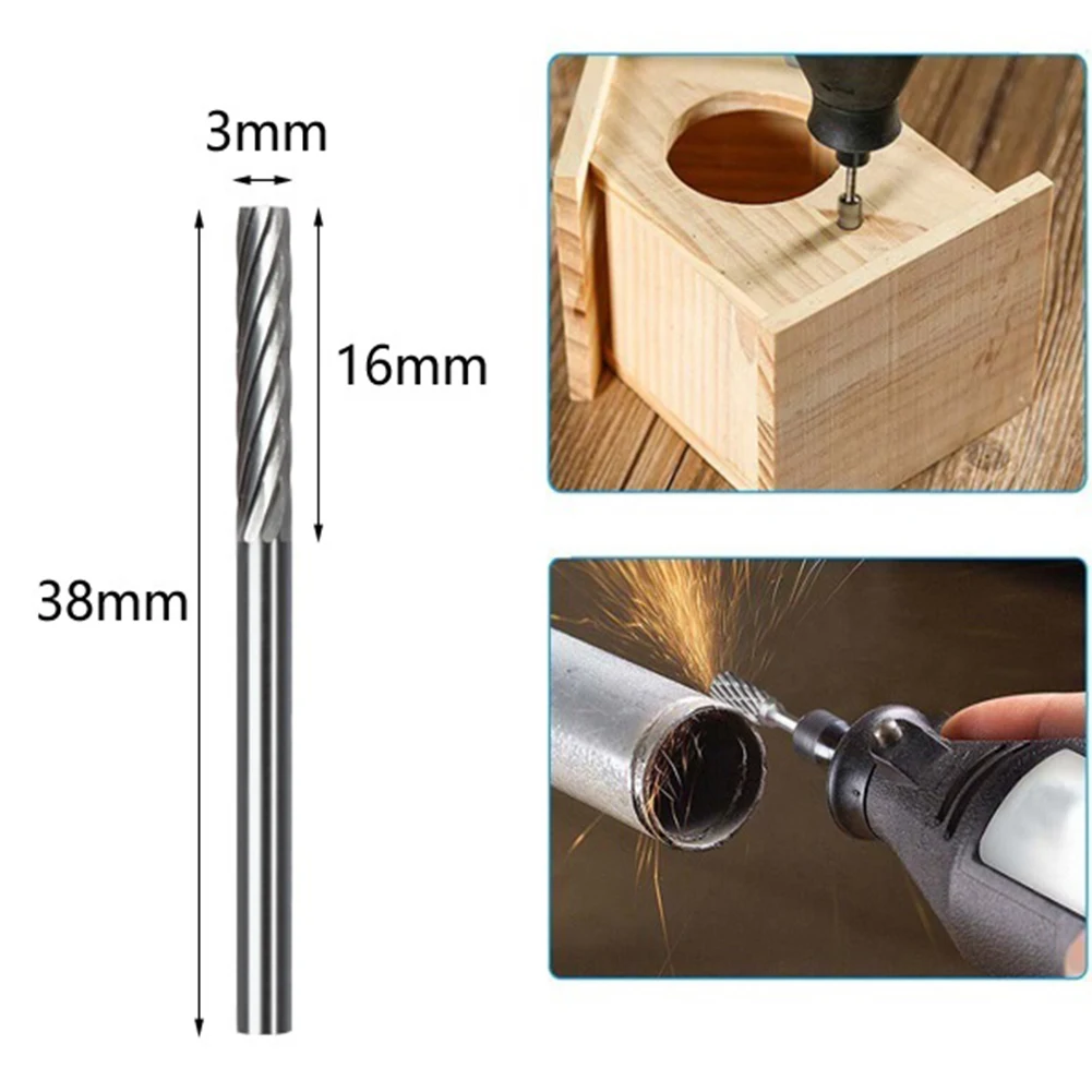 

3x3-6mm Rotary Burrs Single Striation Cemented Carbide Cutting Carving Rotary Burrs For Metalwork Wood Carving Welding