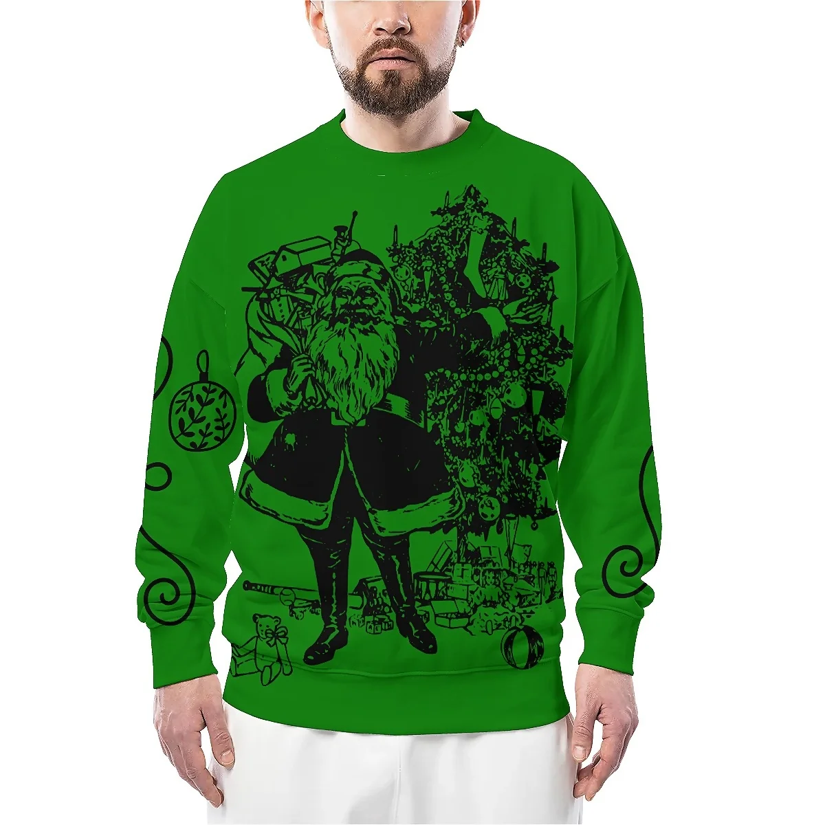 Свитшот Рождественский liaseo унисекс с длинным рукавом и круглым вырезом