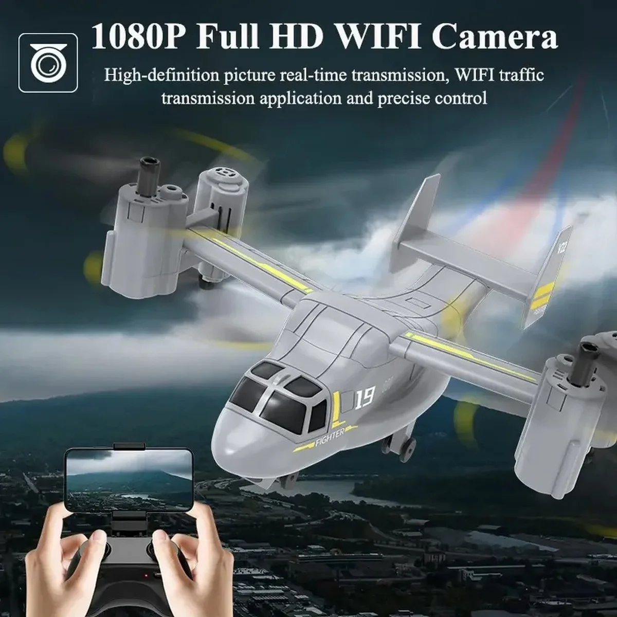 

Newest Osprey Fighter Rc Plane LM19 RC Helicopter with 1080P HD Camera Drone WiFi 2.4GHz Foldable Quadcopter Kids Toys for Boys