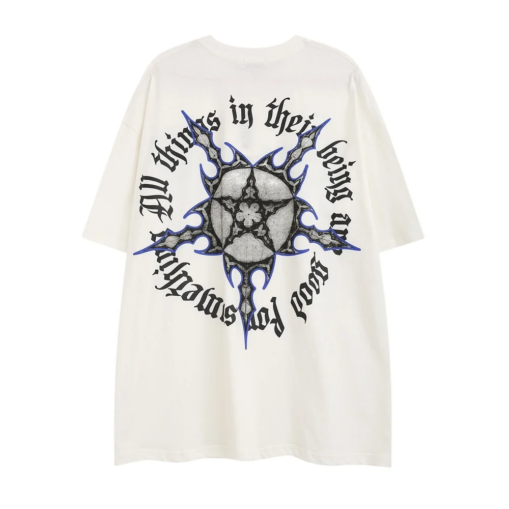 

Футболка мужская в стиле хип-хоп, уличная одежда, Готическая темная тенниска с принтом звезд в стиле панк, хлопковая Повседневная рубашка в ...