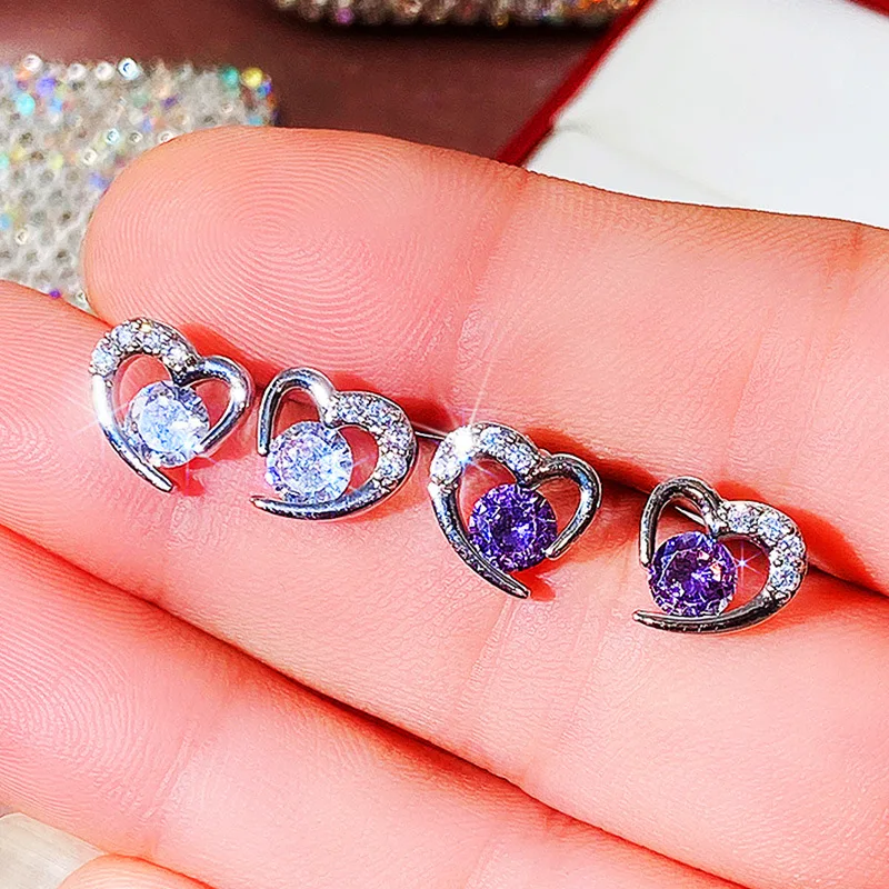

Korean Fashion Earrings for Women Sweet Love Zircon Earrings Student Earrings Personalized Wedding Jewelry Gifts Wholesale
