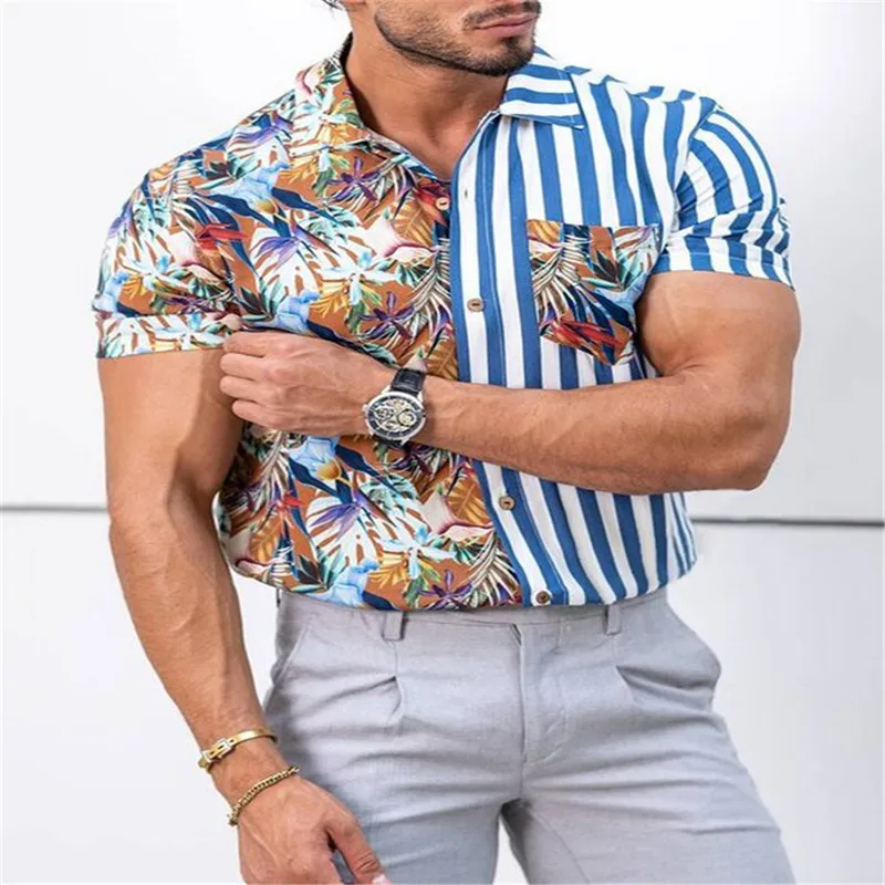 

2022 Brand Short Sleeve Plus Size Floral Shirts Mens Summer Beach Hawaiian Shirt Men Casual Holiday Vacation Clothing Camisas