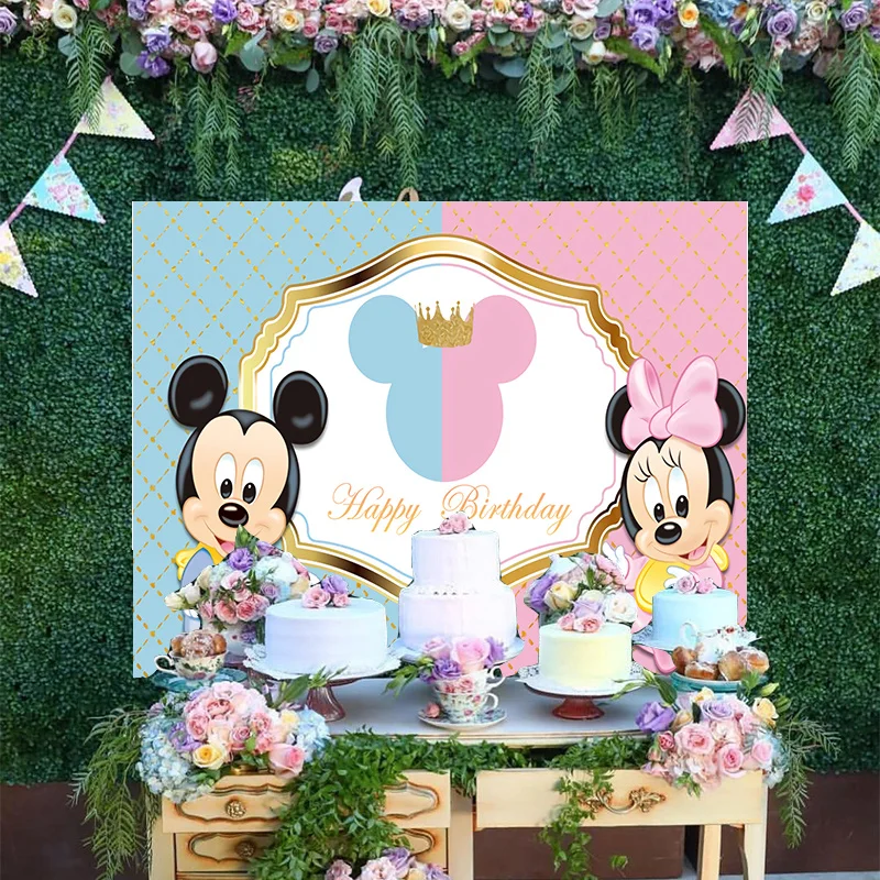 

Фон для фотосъемки с изображением Микки и Минни Маус