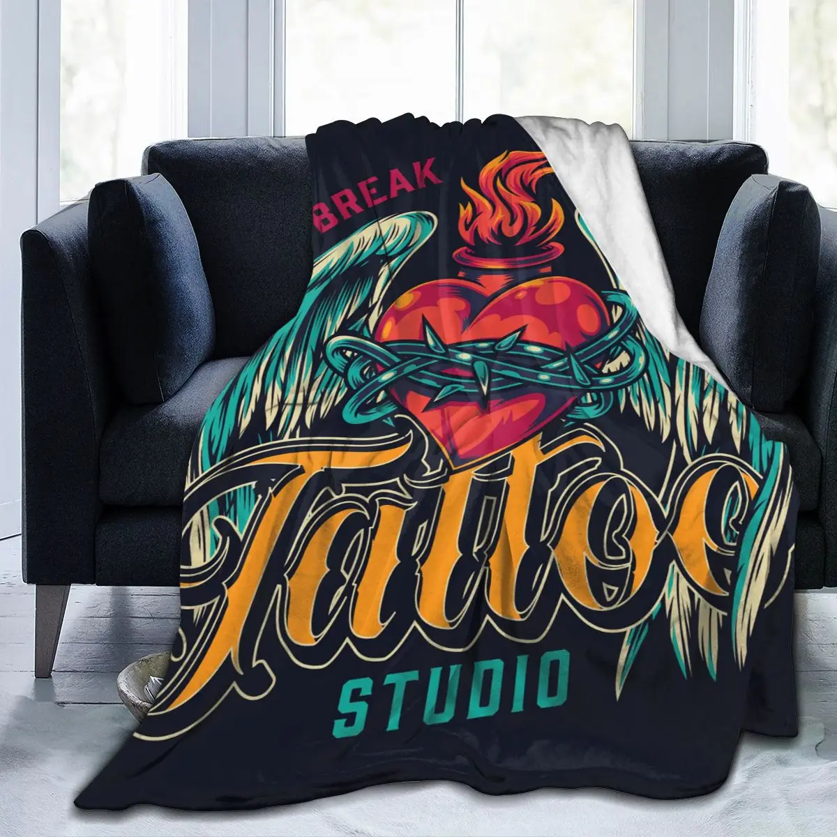 

Unique Blanket to Family Friends Studio Vintage Bagde Durable Super Soft Comfortable for Home Gift Blanket