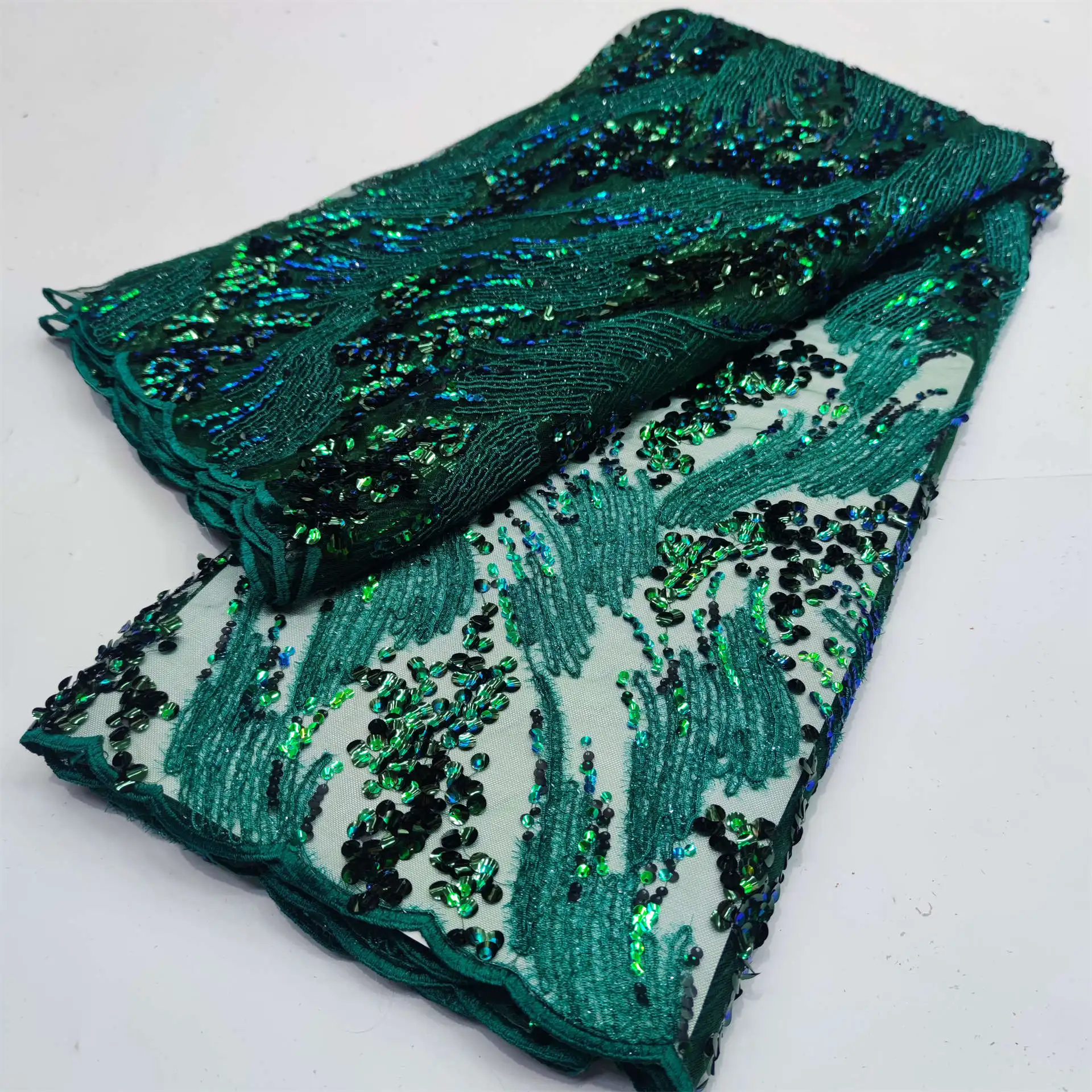 

Flower Lace Fabric Green Eyelet Knitting Lace African Fabric for Nigerian Wedding Top Quality Latest Spotlight Sequince WYYN32