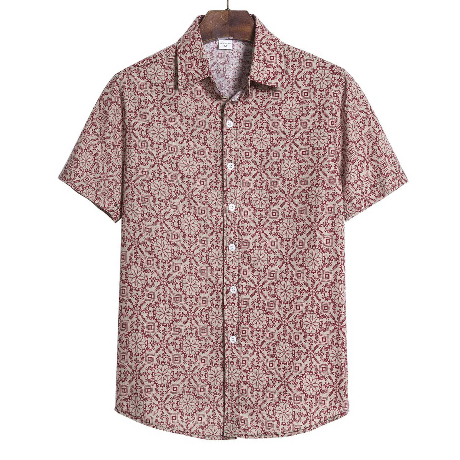 

Hawaiian Men's Cardigan Beach Turtleneck Shirt Shirt Men's Sleeve Flower Short Men Shirts Mens Colla Shirts Short Sleeve