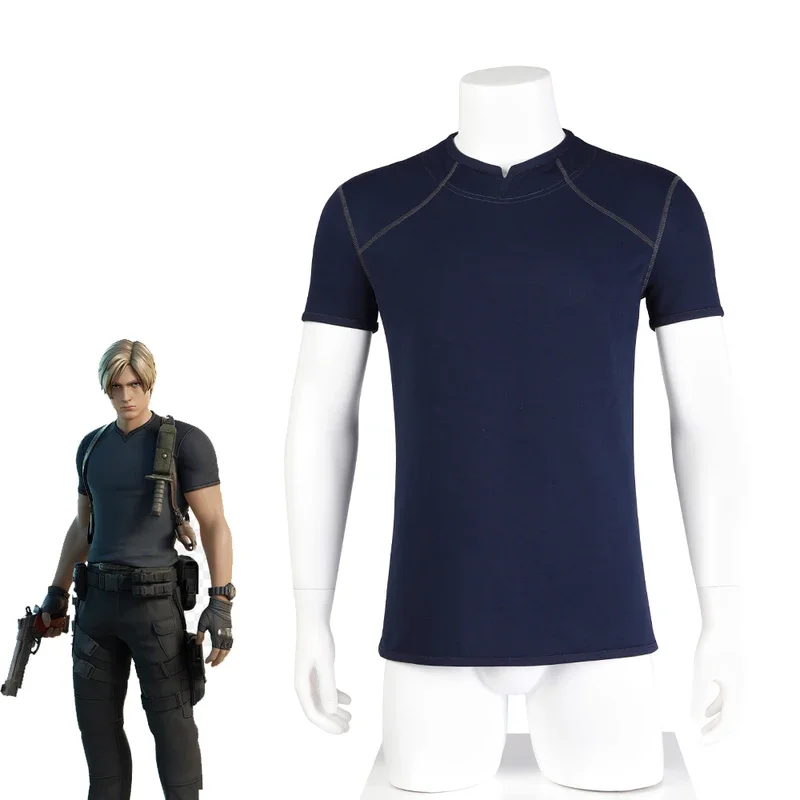 Игра RE4 Cosplay Leon S. Костюм Кеннеди для Хэллоуина Карнавальная футболка мужская
