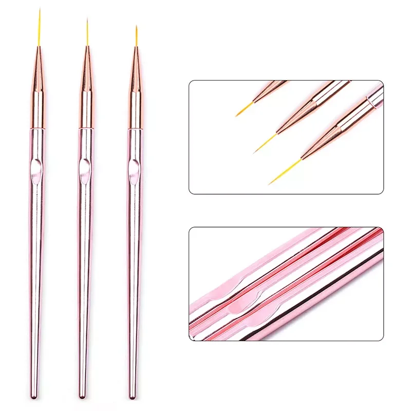 

NEW2023 Nail Art Fine Liner Painting Pen 1-2cm Rose Gold Acrylic Pen Brushes Drawing Flower Striping Design Manicure Tools
