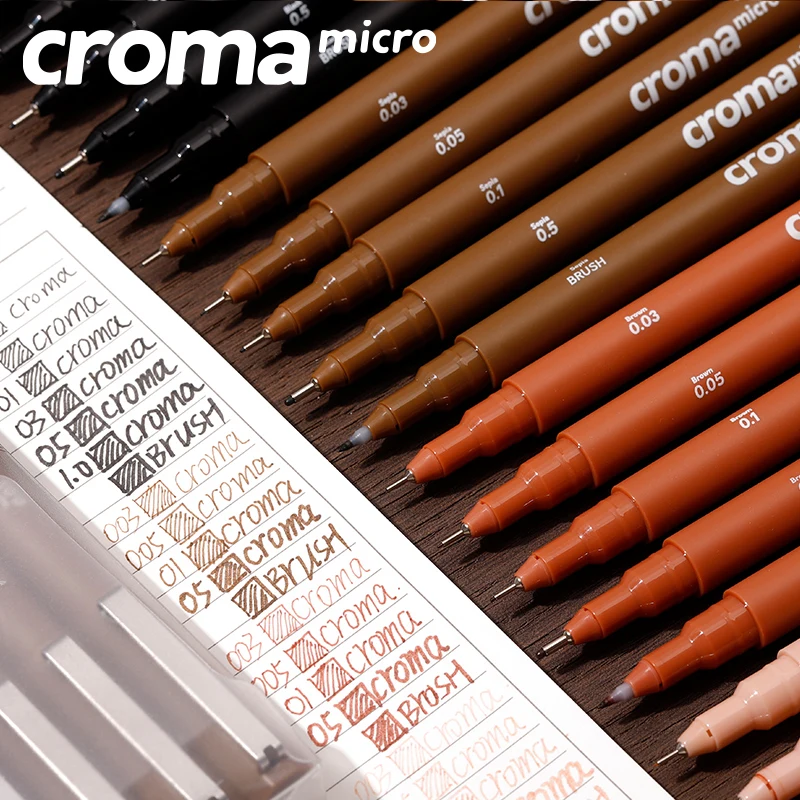 Фото Ручки для художественной каллиграфии Croma Micro Fineliner для принадлежностей для рисования художника, водонепроницаемые черные/коричневые/кожаные чернила для рисования, технические №2