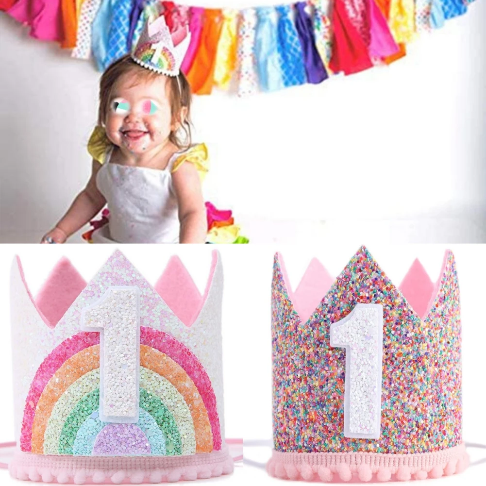 

Baby Birthday Party Hat Princess Crown Headband 1 2 3 Year Birthday Decorations Baby Shower 1st Birthday Children Party Supplies