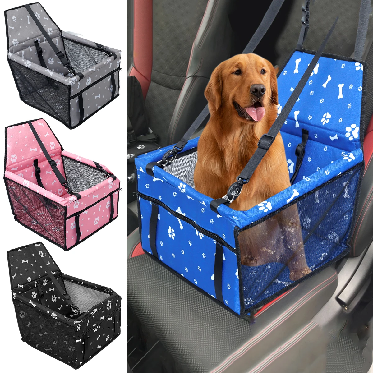 

New Dog Car Seat Dog Booster Seat Pet Booster Car Seat for Small Medium Dogs Cats Portable Dog Car Carrier Cage with Safety Belt