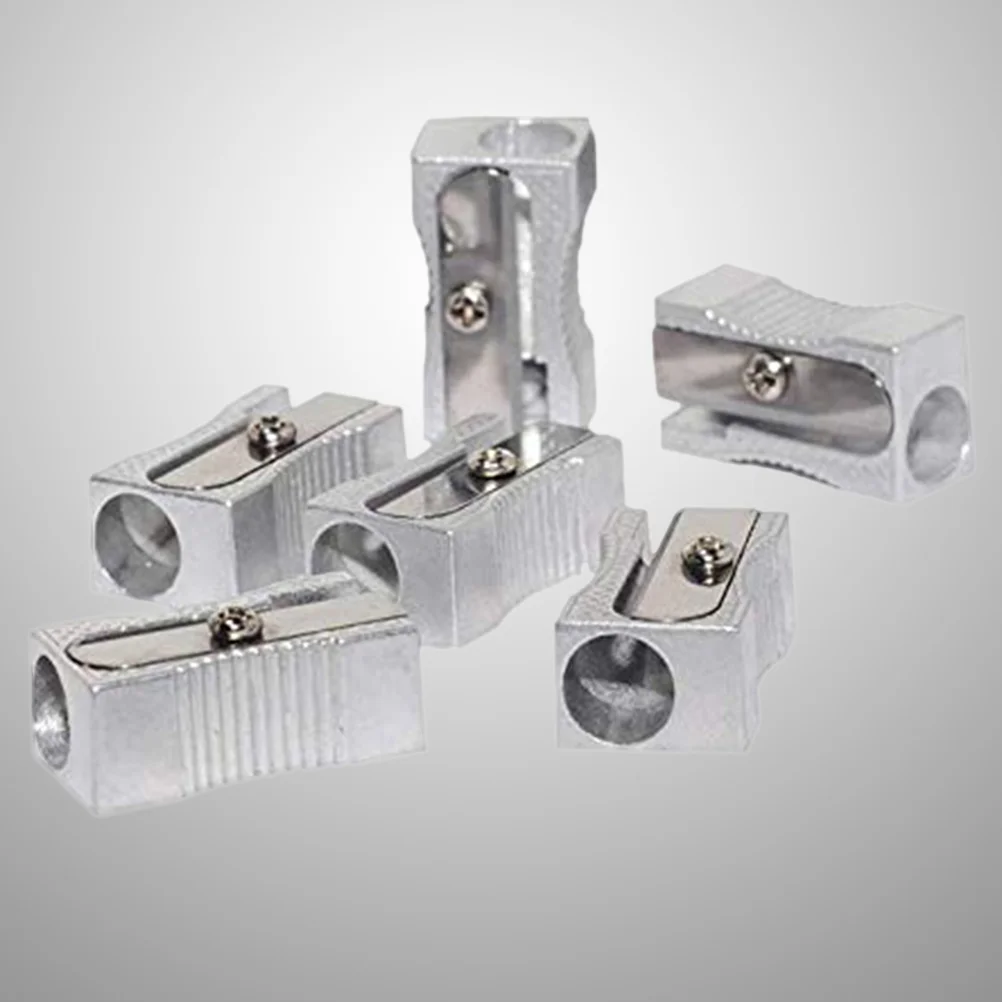 

10 шт. двойная точилка для карандашей, карманная металлическая точилка из алюминиевого сплава с 1 отверстием, стальные прямоугольные маленьк...