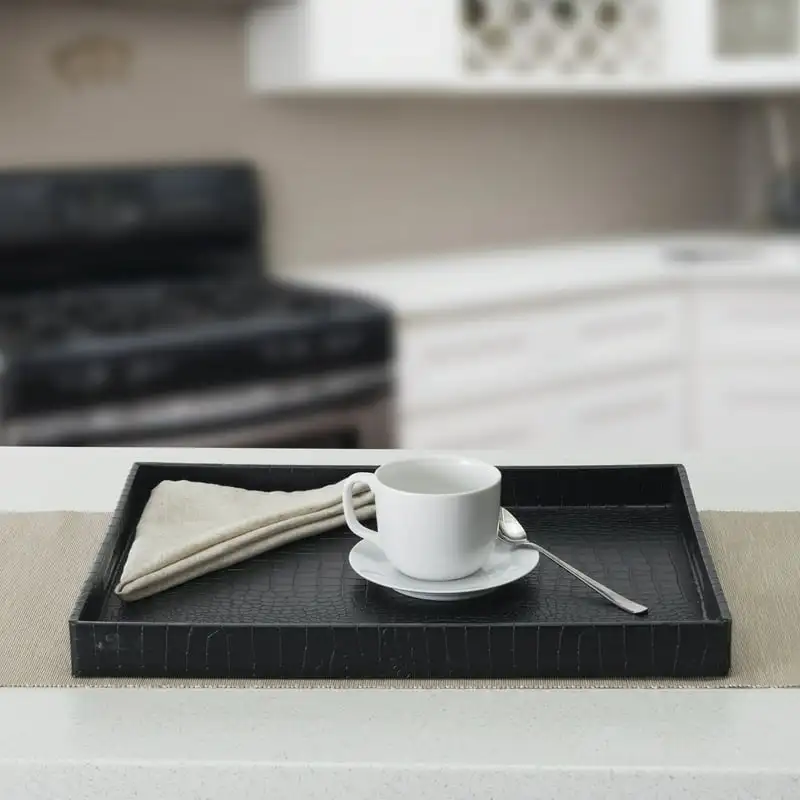 

Plastic Serving Tray with Cut-out Handles, Black