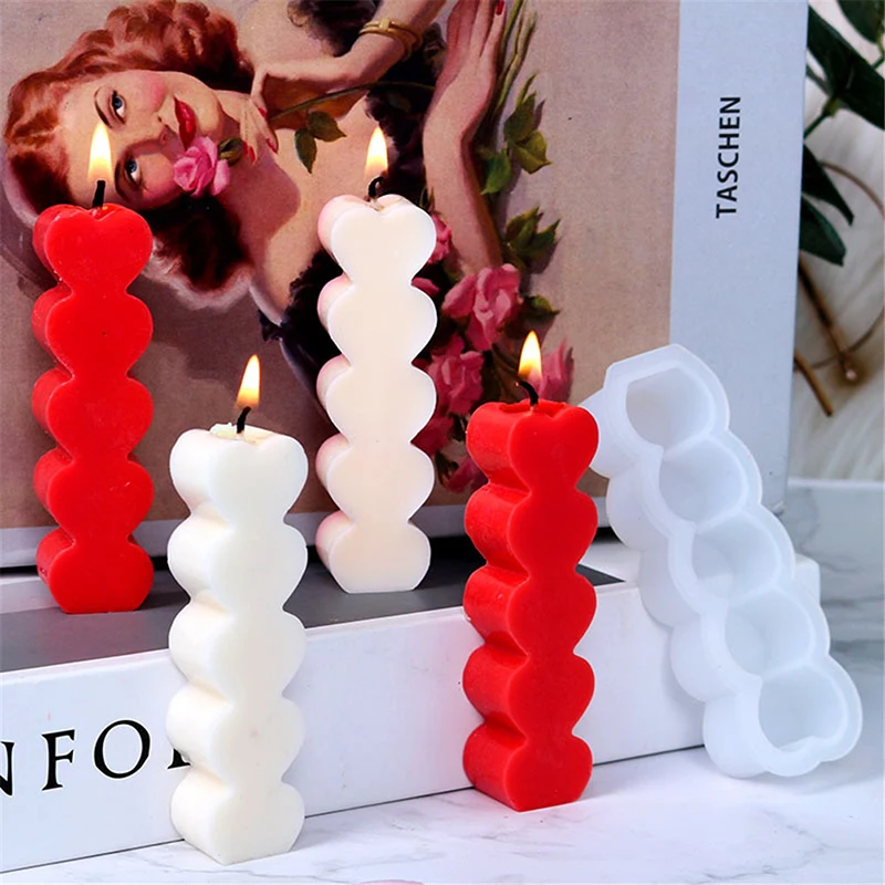 

1pc Five-heart Silicone Candle Mold Cylinder Candle Mould For Wedding Party Dinner Candle Making DIY Handmade Scented Candles