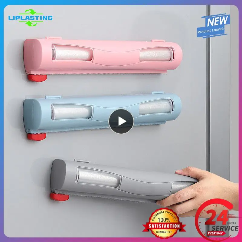 

Magnetic Cling Film Cutting Box Kitchen Accessories Wall-Mounted Paper Towel Holder Plastic Wrap Dispensers Plastic Sharp Cutter