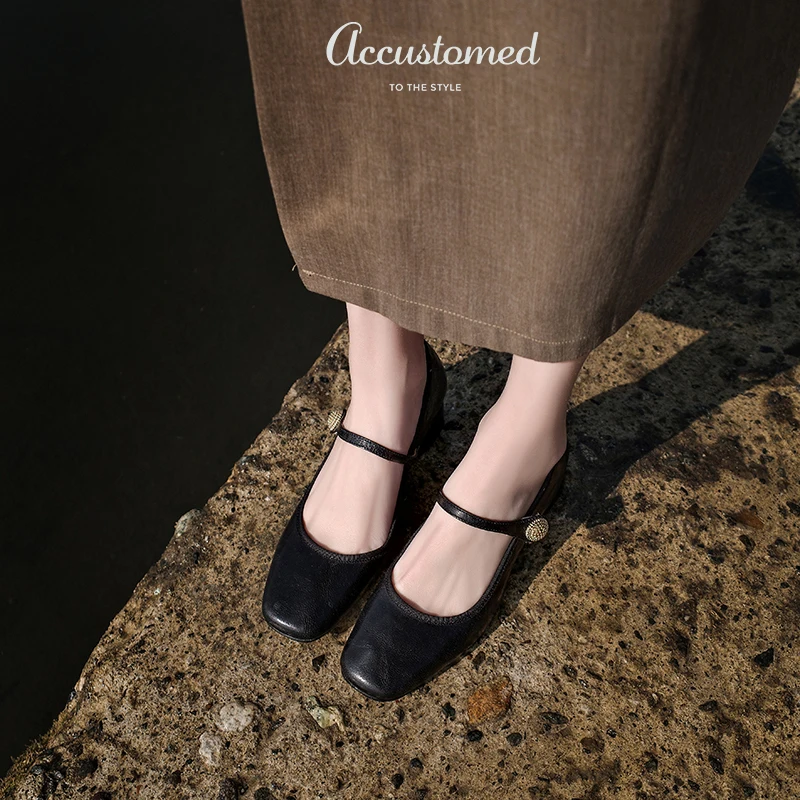 Женские туфли-лодочки во французском стиле элегантные туфли с пряжкой простые на