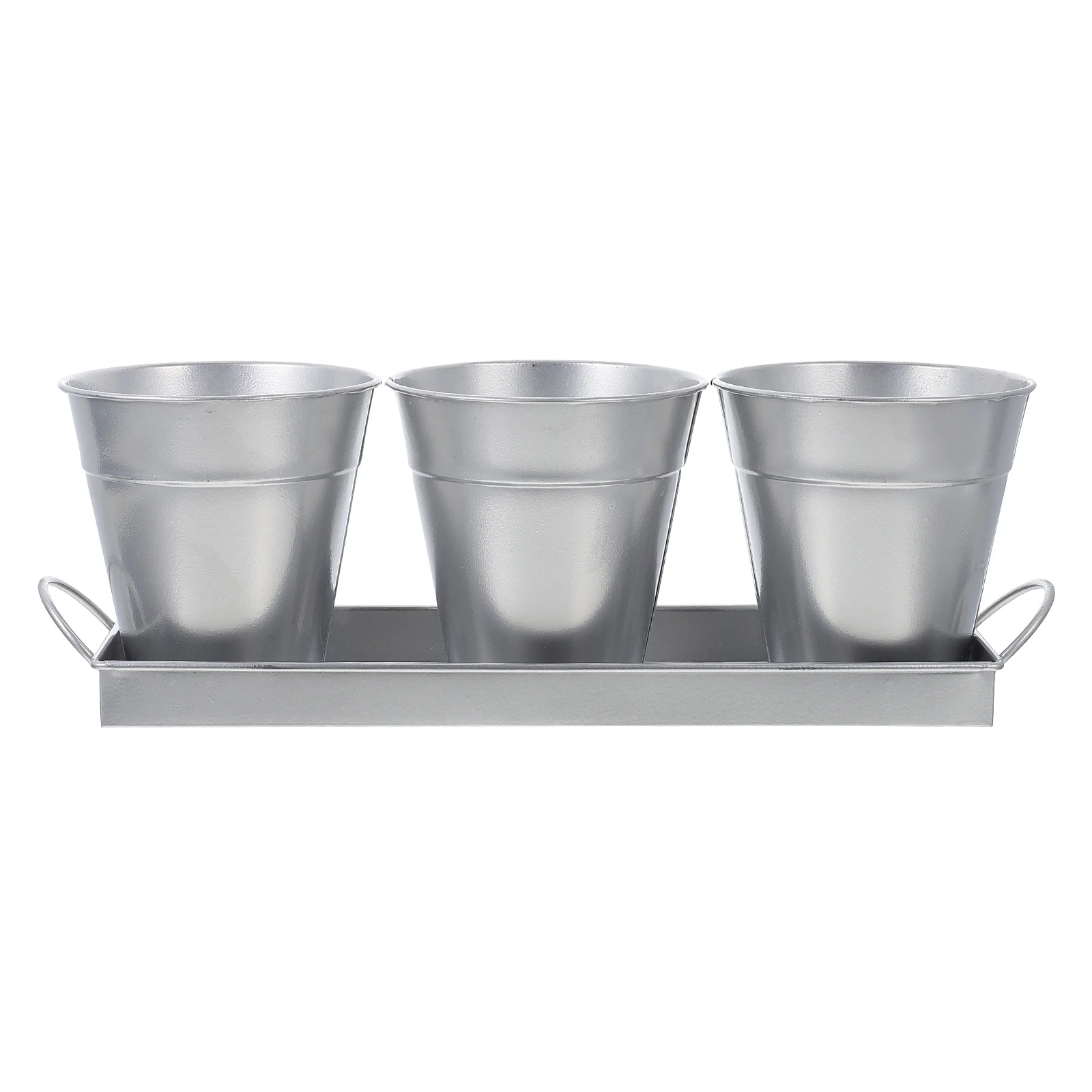 

1 Set of Balcony Flower Buckets Flower Holders Iron Round Bucket Planters