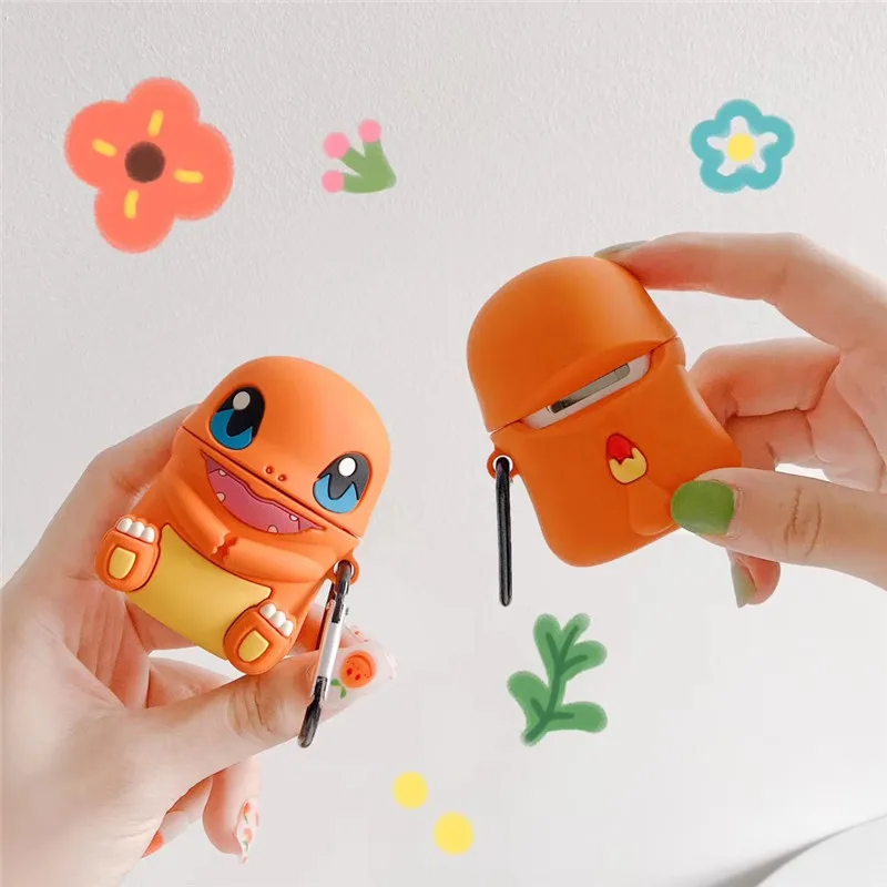 

Cartoon Anime Pokemon Bluetooth Headset Protective Case Kawaii Charizard Eevee Model Earphone Shell for Airpods 1/2 Gifts Toys