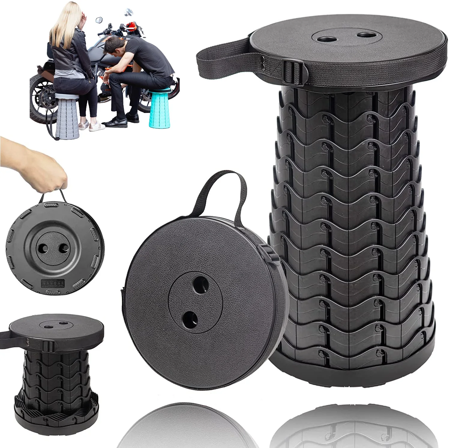 Portable Folding Telescopic Stool, Subway Queuing Chair and Outdoor Camping Fishing Stool