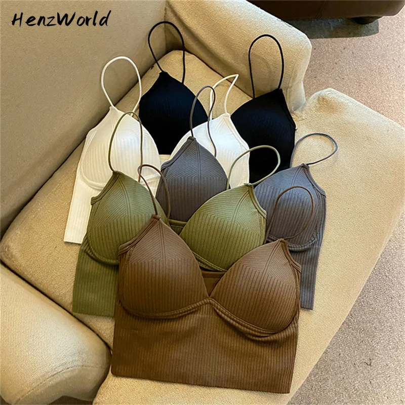 

2022 Топ женский, летний, однотонный, облегающий, пуш-ап, с подкладками для груди, короткий