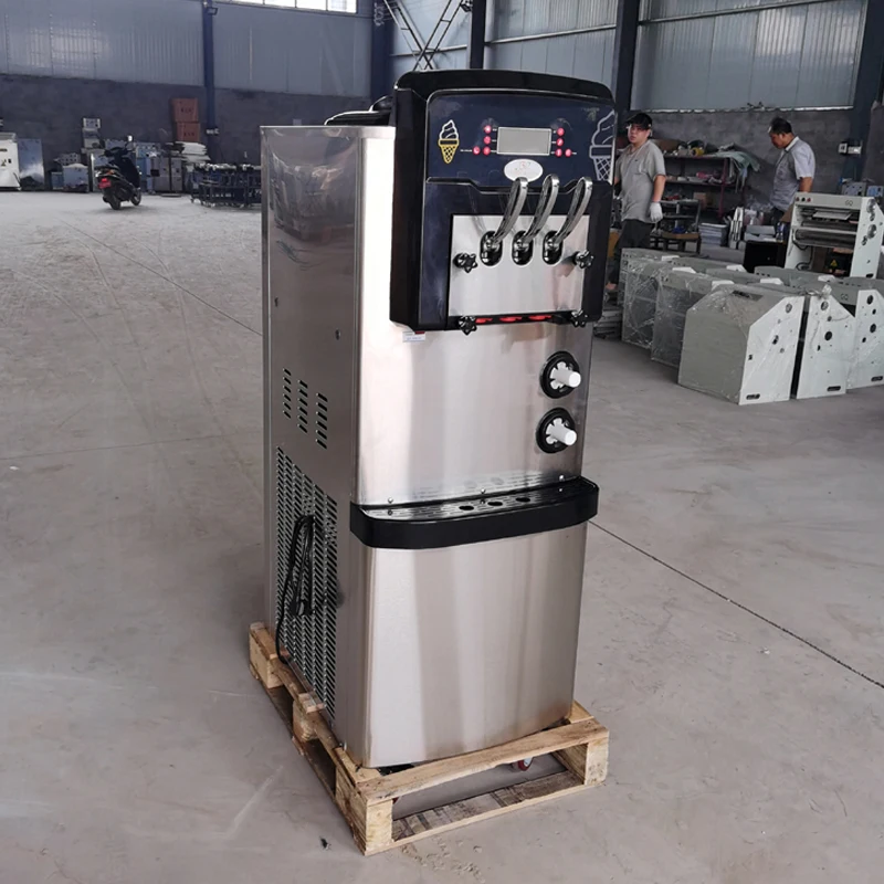 

Three Flavors Soft Ice Cream Machine Commercial Electric Ice Cream Makers Vertical Stainless Steel Ice Cream Vending Machine