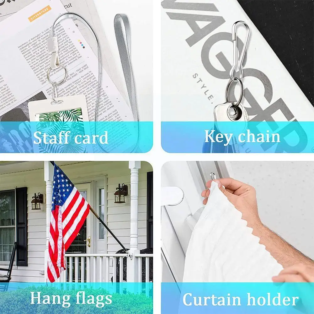 

10Pc Steel Snap Spring Clip Hooks Rings Buckle Keychain Metal Snap Carabiners Hooks Camping Clasp Clips Lanyard Loaded G8H9