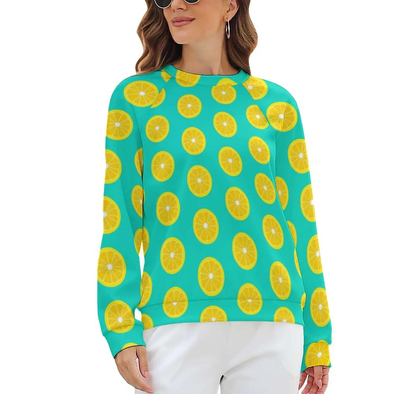 

Lemon Slice Casual Hoodies Women Adorable Yellow Lemons Cool Design Hoodie Autumn Long-Sleeve Street Style Oversize Sweatshirts