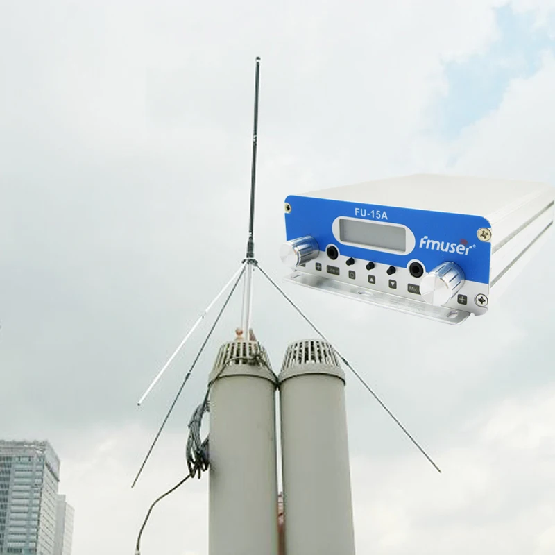 

FU-15A 1W/15W 15watt FM Broadcasting Radio Transmitter + GP100 Antenna+ Power Kit For Church, Car, Home, Conference