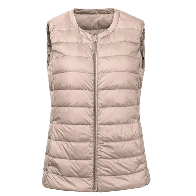 Autumn Winter Women Sleeveless Waistcoat Jacket Ultra Light White Duck Down Vest Female Short Vest Outwear Oversize 7XL EF9980