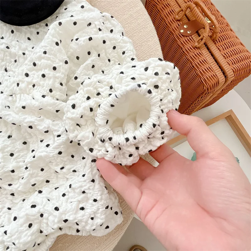 RiniLucia Newborn Baby Girl Bodysuit Polka Dot Cotton Baby Onesies Long Sleeve Baby Girl Jumpsuit Autumn Infant Girls Clothes