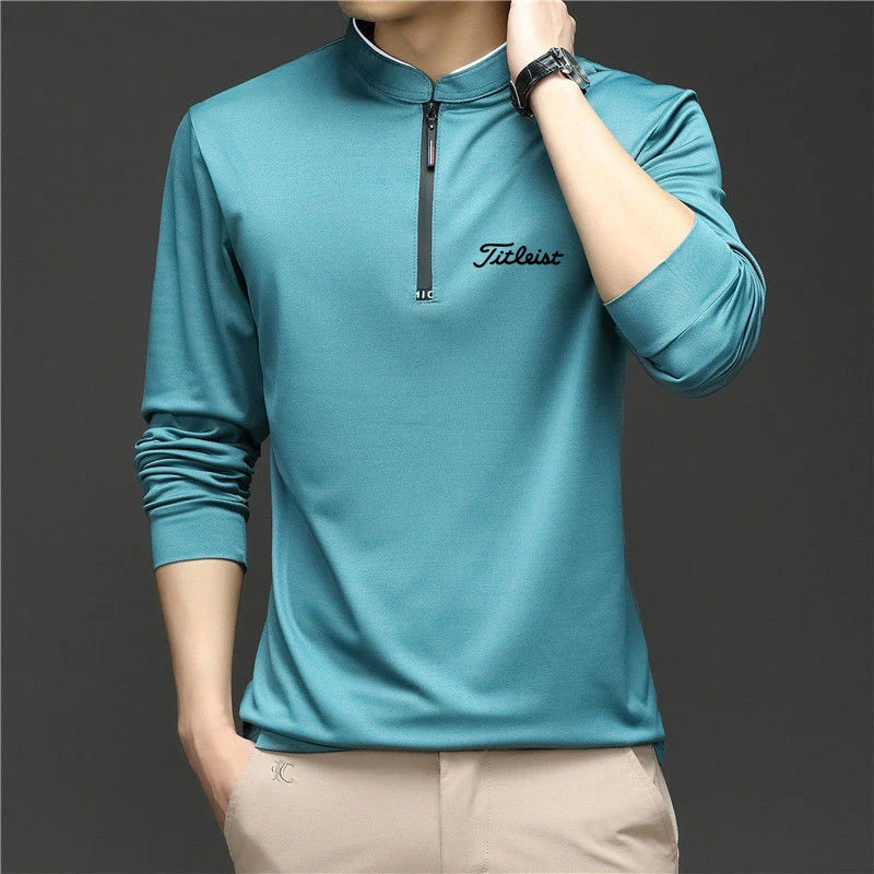 

Autumn Golf Clothing Men's Long Sleeved Top Outdoor Sports Leisure Loose Bottomed Polo Shirt Half Zip Breathable Men's T-shirt
