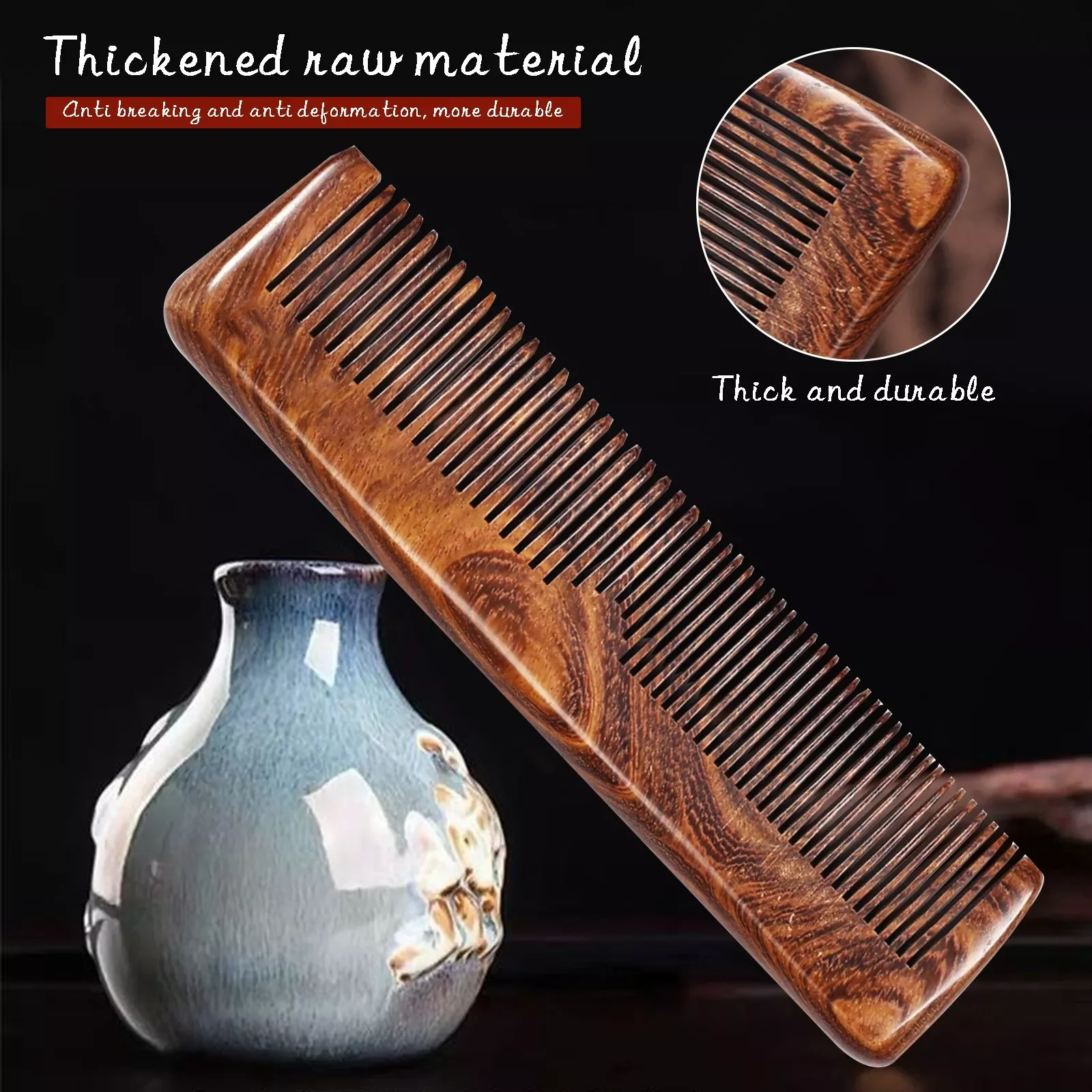 

NEW2023 Wide Tooth Wooden Comb Natural Wood Detangler For Wet Or Dry Hair Preventes Tangless & Static Pimple Tools Ice Face