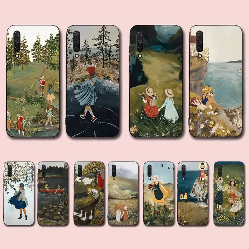 

Cartoon Scenery Girl Phone Case for Xiaomi mi 5 6 8 9 10 lite pro SE Mix 2s 3 F1 Max2 3