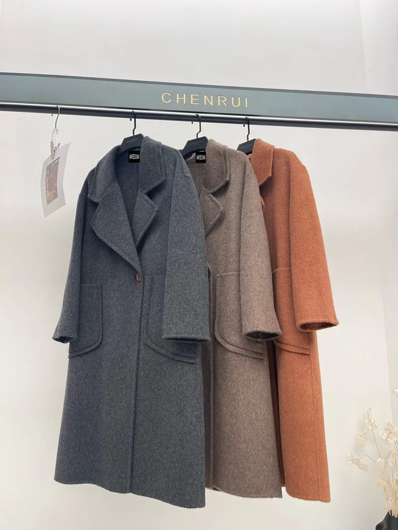 ANFEIOUNA женское шерстяное пальто 2024 зимняя шерстяная верхняя одежда высшего