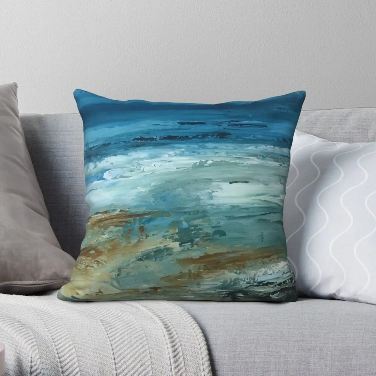 

Квадратная наволочка из полиэстера и льна с узором на молнии