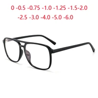 big frame anti blue light square finished myopia glasses minus lens prescription spectacle diopter 0 0 5 0 75 1 0 to 6 0