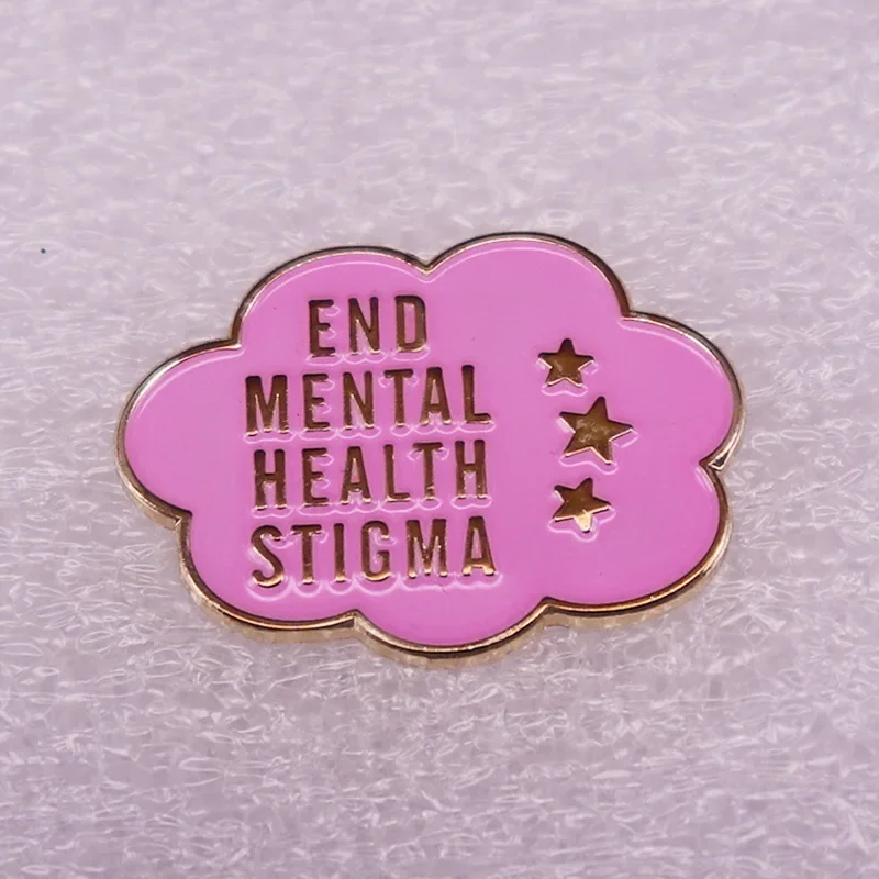 

End Mental Health Stigma Pink Cloud Star Letter Metal Enamel Backpack Bag Lapel Badge Brooch Pin